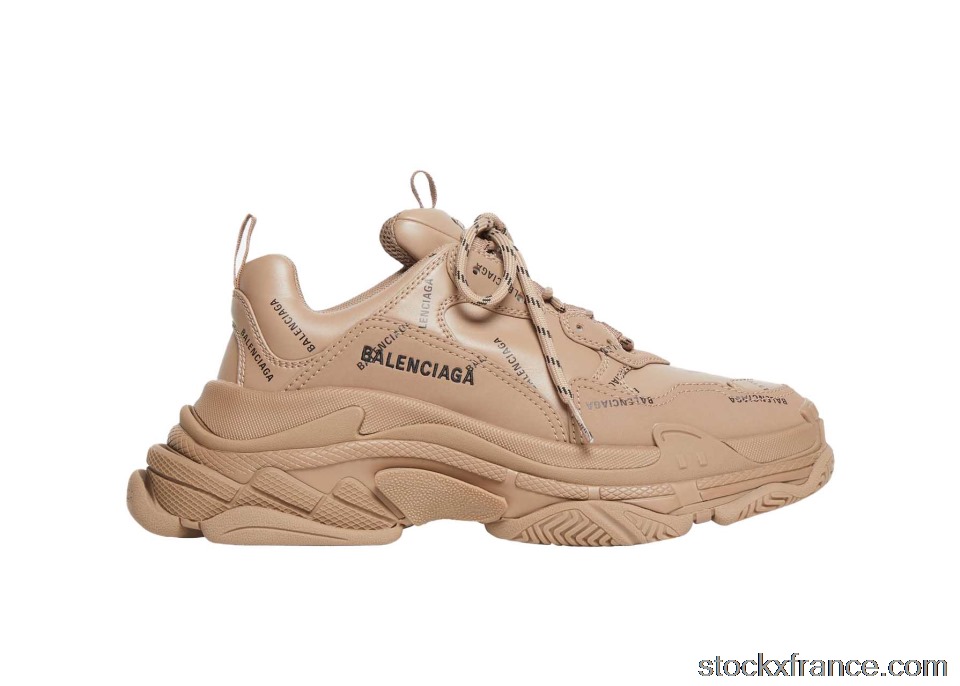 Balenciaga All Over Logo Triple S Beige 536737W2FA19911