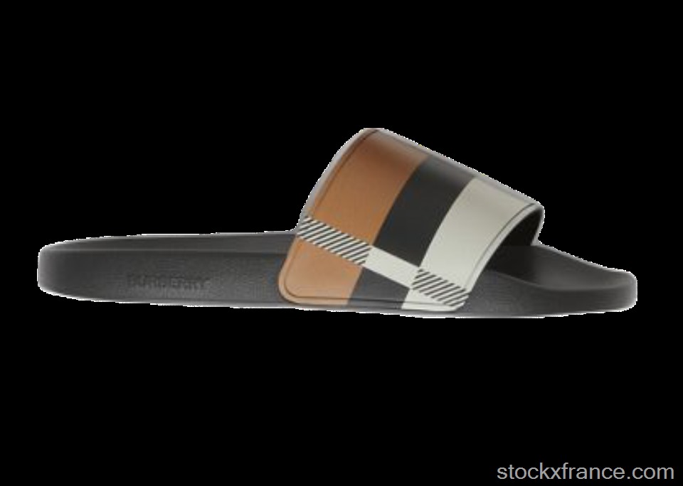 Burberry Embossed Logo Slides Camel Check 80436721